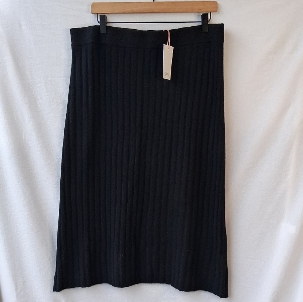 Quince 100% Mongolian Cashmere Midi Skirt Bkack Size XL